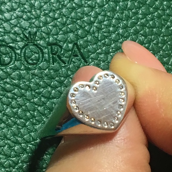Pandora Heart Signet Ring, Clear CZ Size 54 Size 7 - Picture 5 of 8